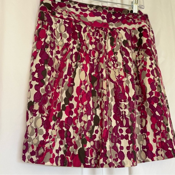 Ann Taylor Sz 8 Women Mini Lined Peasant Skirt Paisley Pink w/Pockets Y2K - Picture 2 of 7